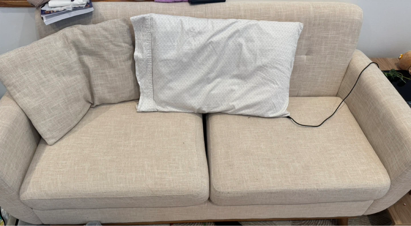 Beige Two-Seater Loveseat Sofa