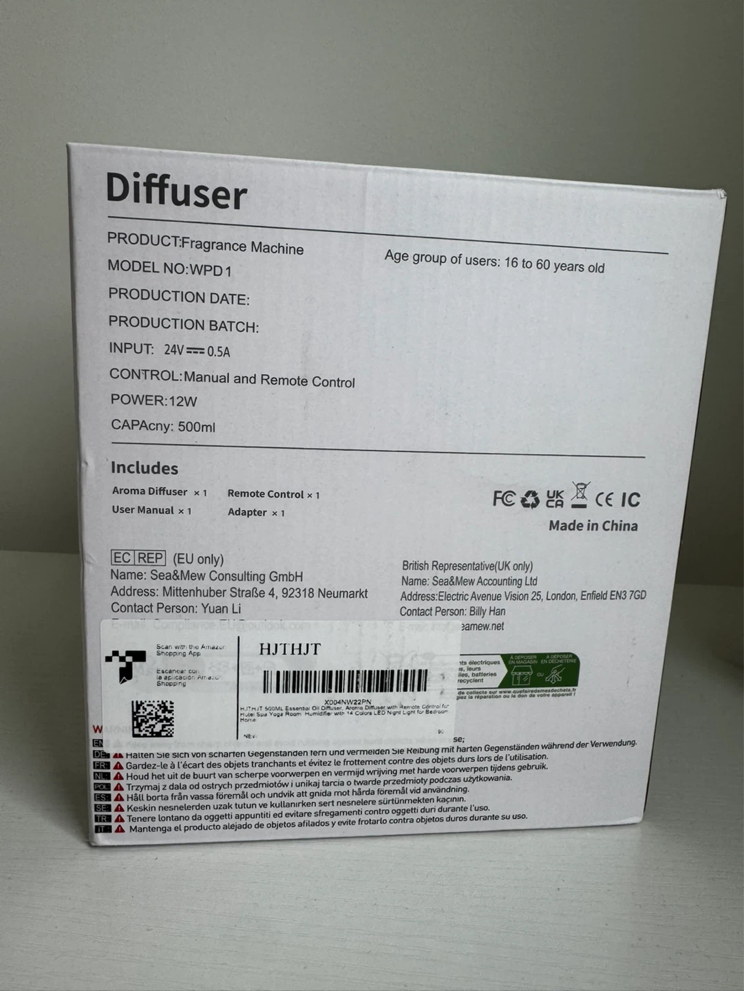 (Brand new) Aroma Diffuser WPD1 Fragrance Machine 500ml - photo 4