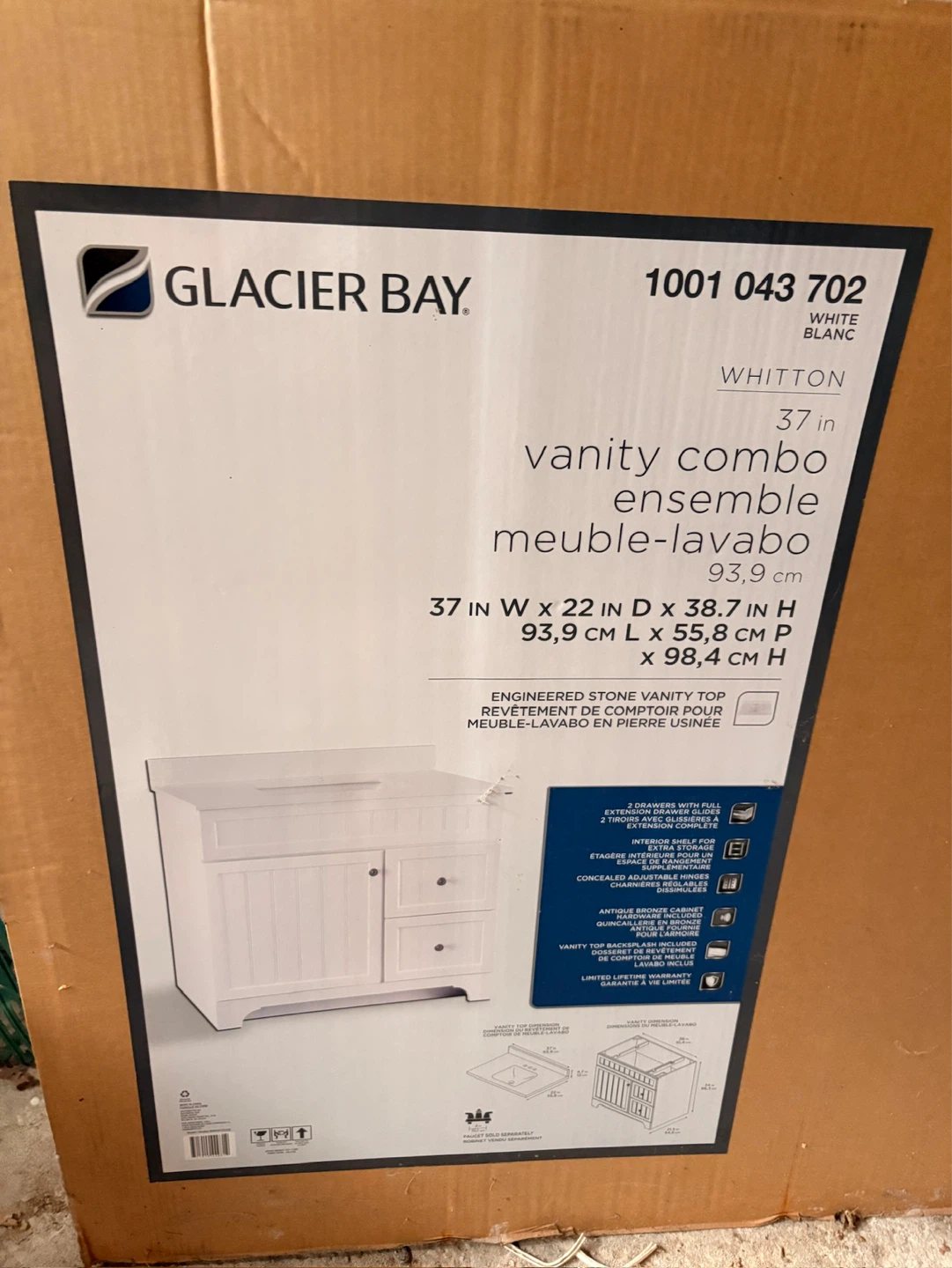 Glacier Bay Whitton 37 in. Vanity Combo - White - photo 2
