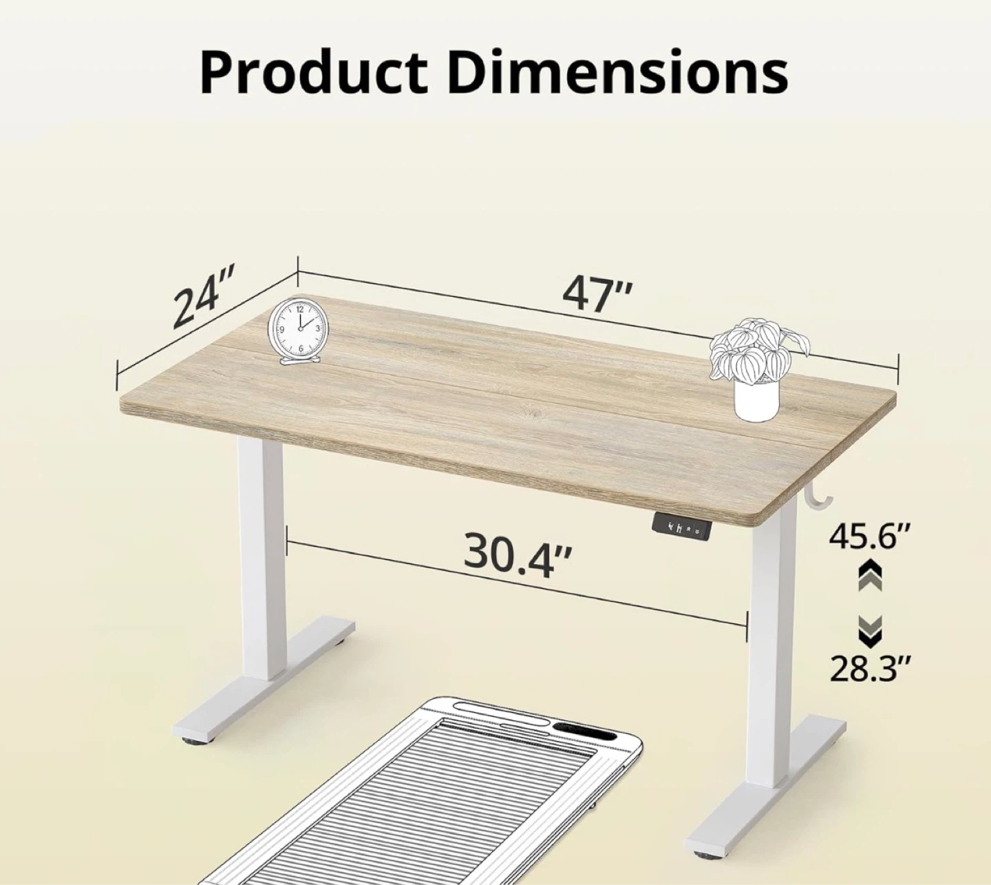 BEXEVUE 47x24 Inch Electric Standing Desk - Maple - photo 5