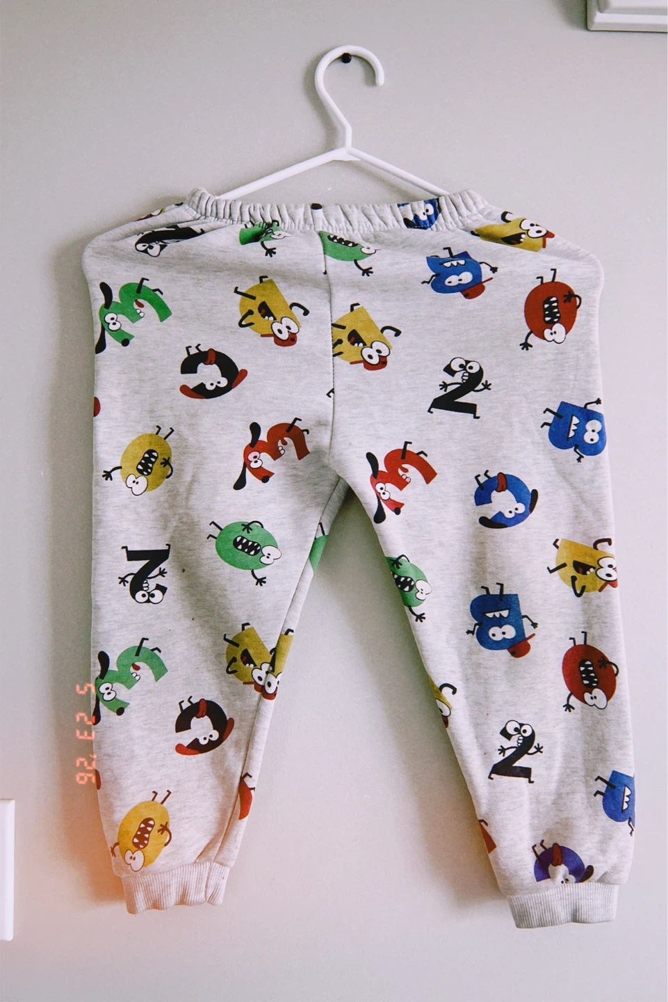 Kids' Grey Monster and Number Print Sweatpants