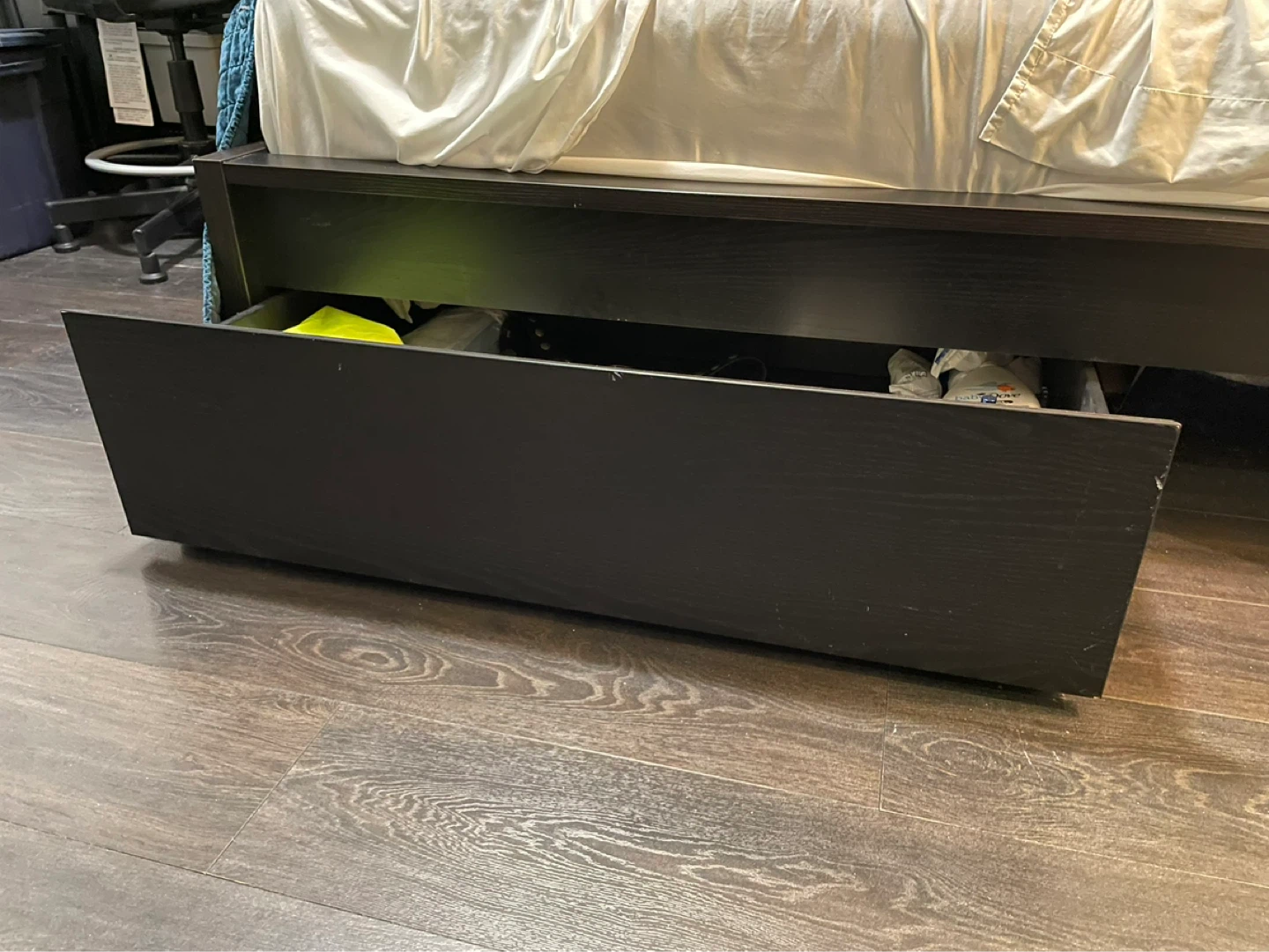 MALM Underbed storage box for high bed, dark brown veneer