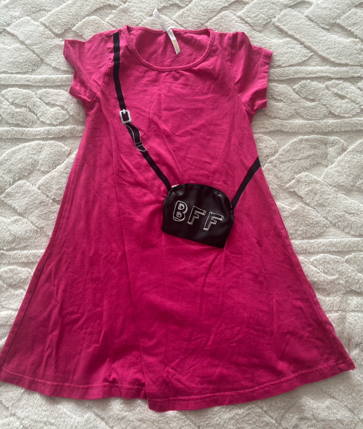 GOLF & KIDS Pink Dress with Attached "BFF" Bag