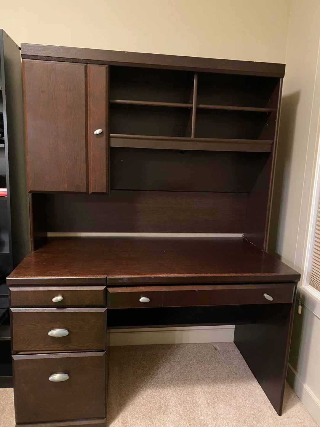 Dark Wood Desk with Hutch