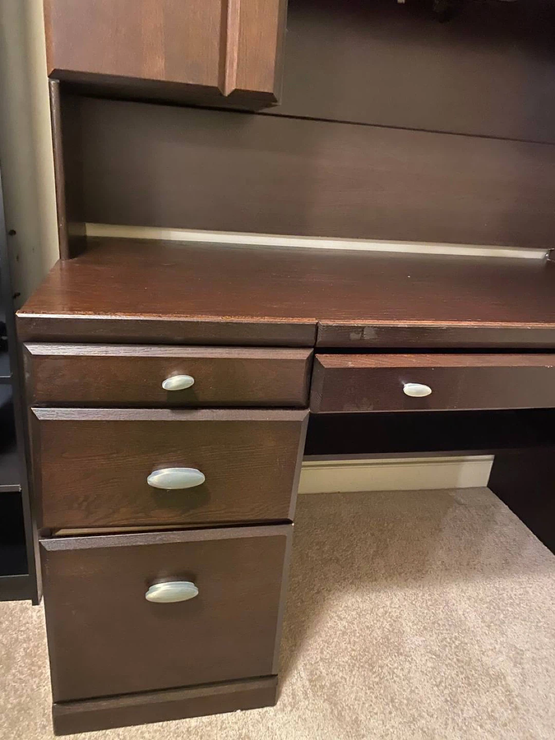 Dark Wood Desk with Hutch - photo 2