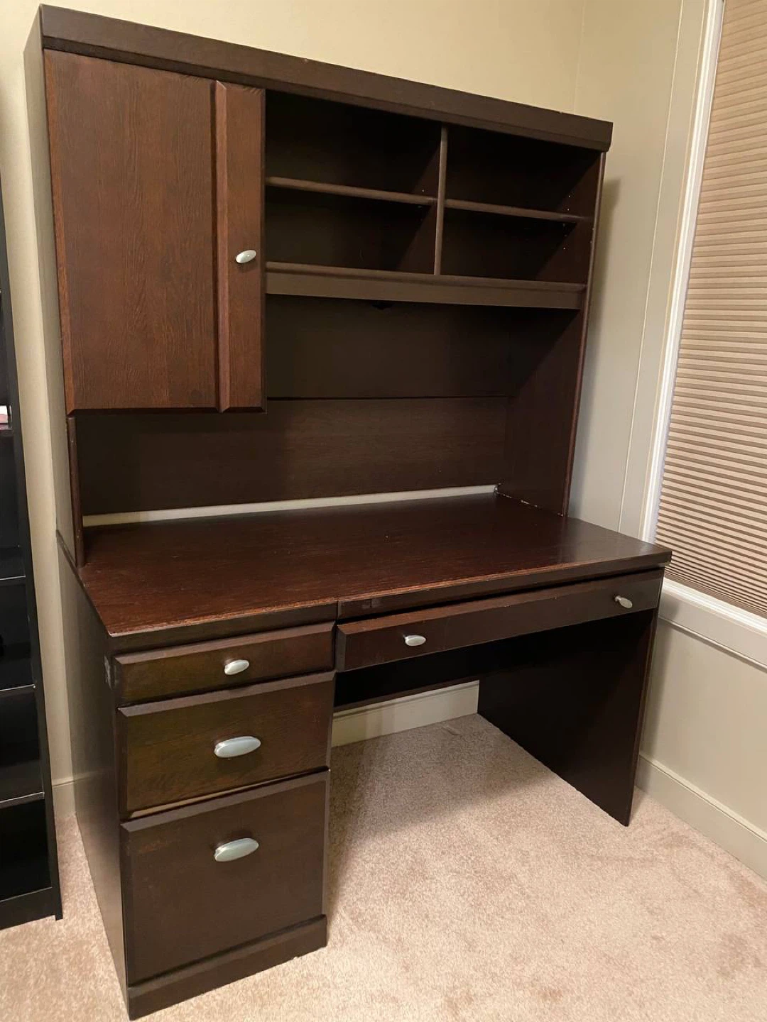 Dark Wood Desk with Hutch - photo 3