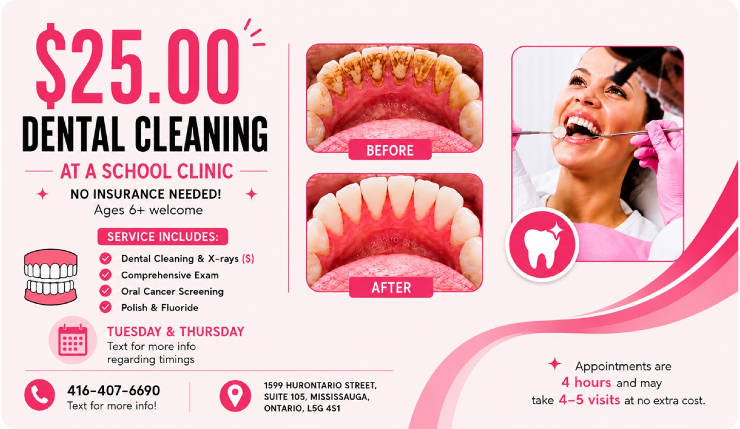 $25 Dental Cleaning! STARTING JULY! Book now
