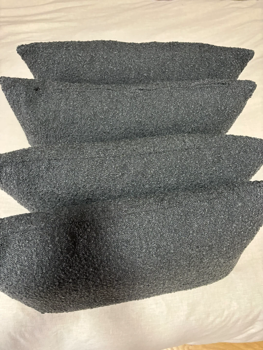 NEW NEVER USED Set of 4 Dark Grey Boucle Throw Pillows - photo 4