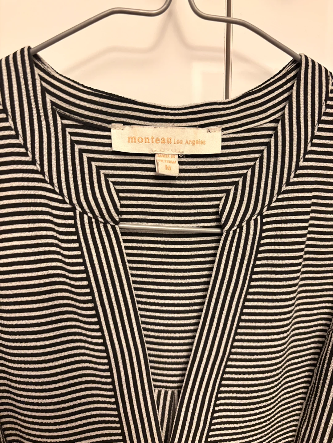 Monteau Black & White Striped Tiered Midi Dress Size M - photo 2