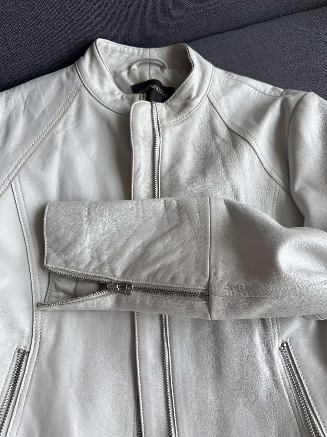 SPORTMAX CODE White Leather Jacket - photo 2