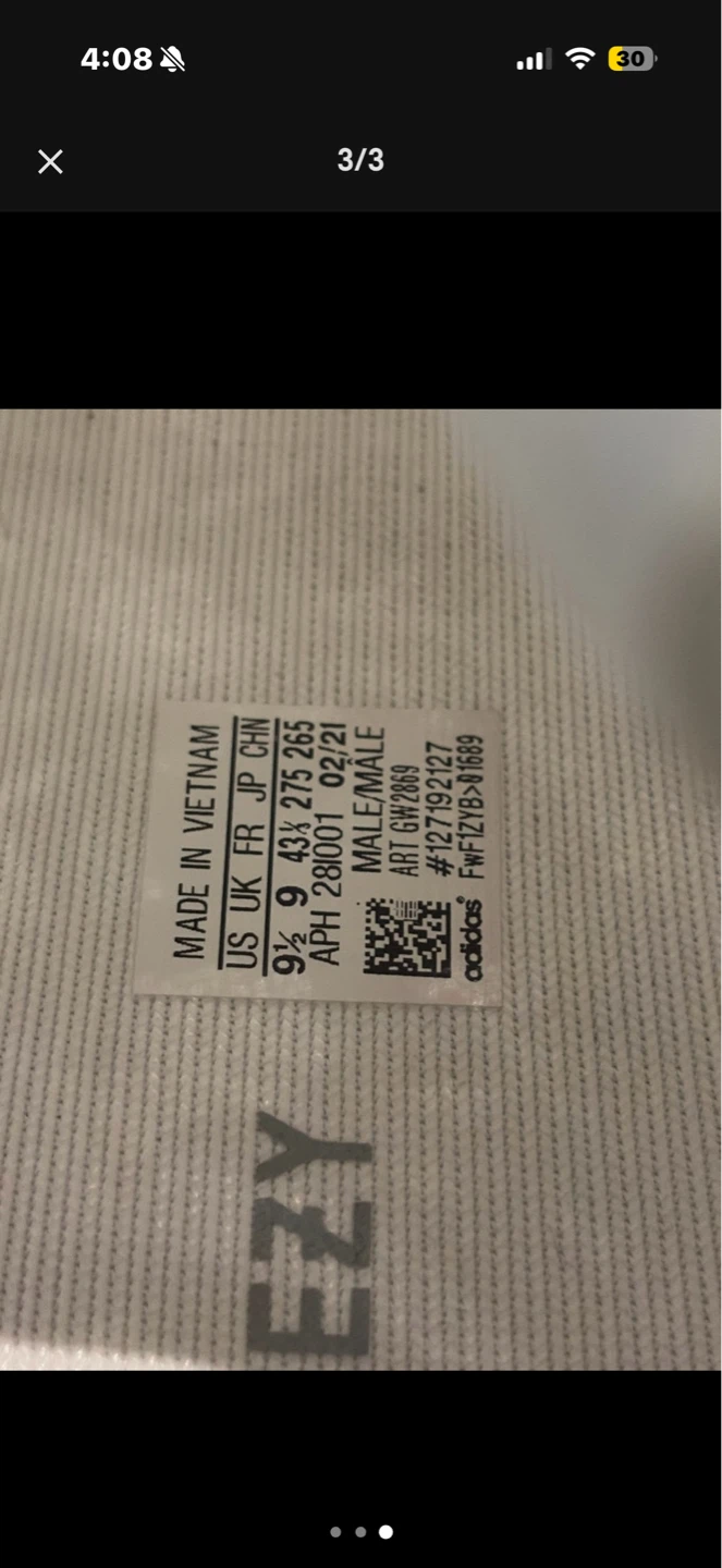 Adidas Yeezy Boost 350 V2 Light Blue/White Sneakers US 9.5 - photo 3
