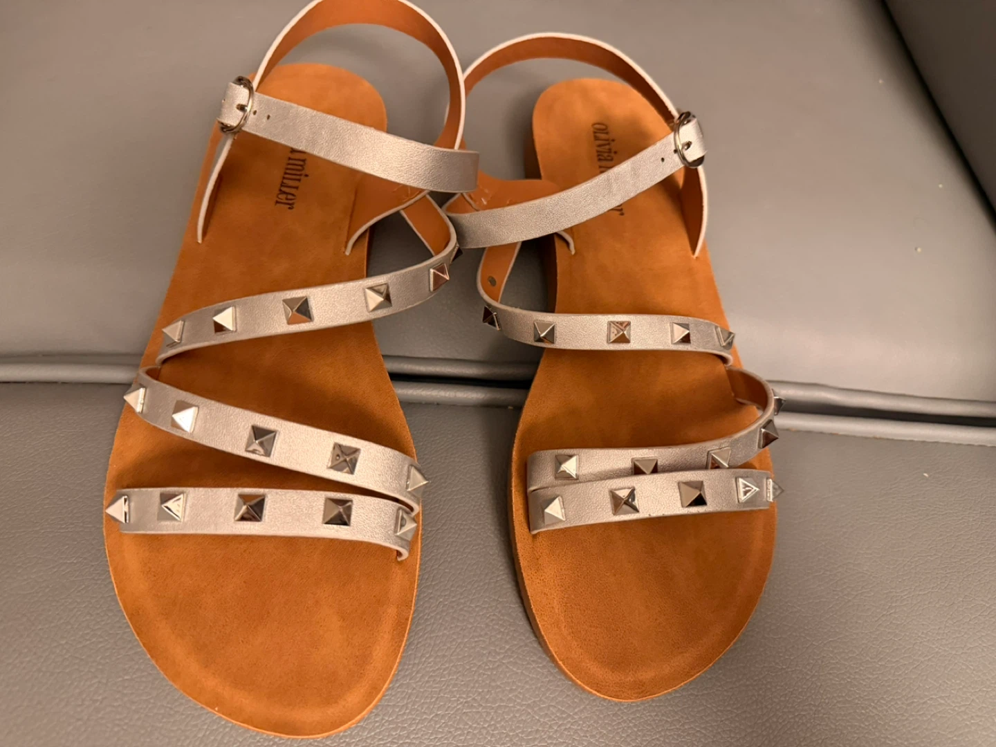 Olivia Miller Silver Studded Gladiator Sandals Size 10 - photo 3