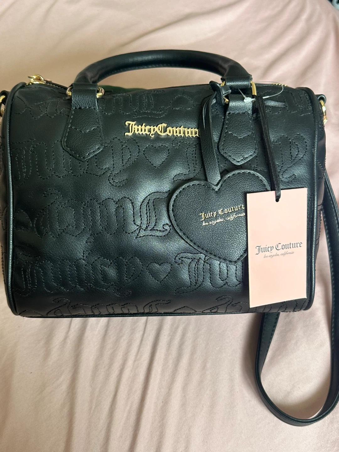 Juicy Couture Black Satchel Bag with Heart Charm