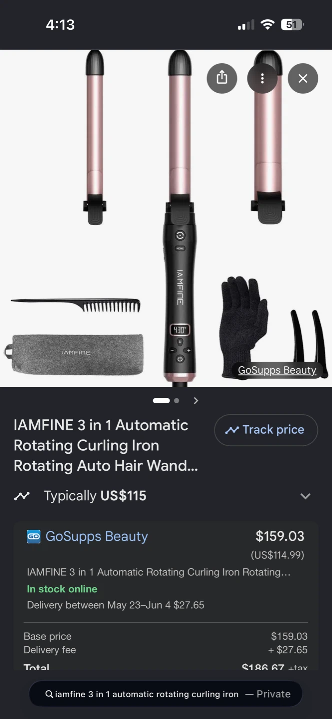 IAMFINE 3-in-1 Automatic Rotating Curling Iron