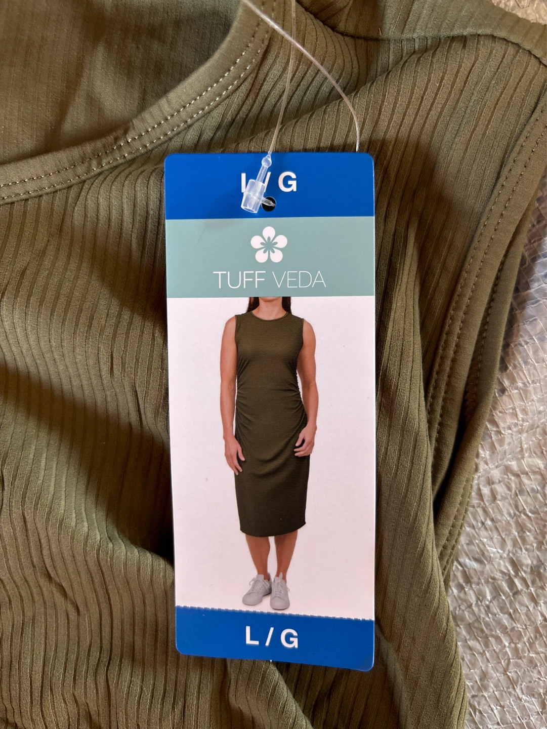 Tuff Veda Women's Ribbed Ruched Midi Dress L/G Olive Green - photo 2
