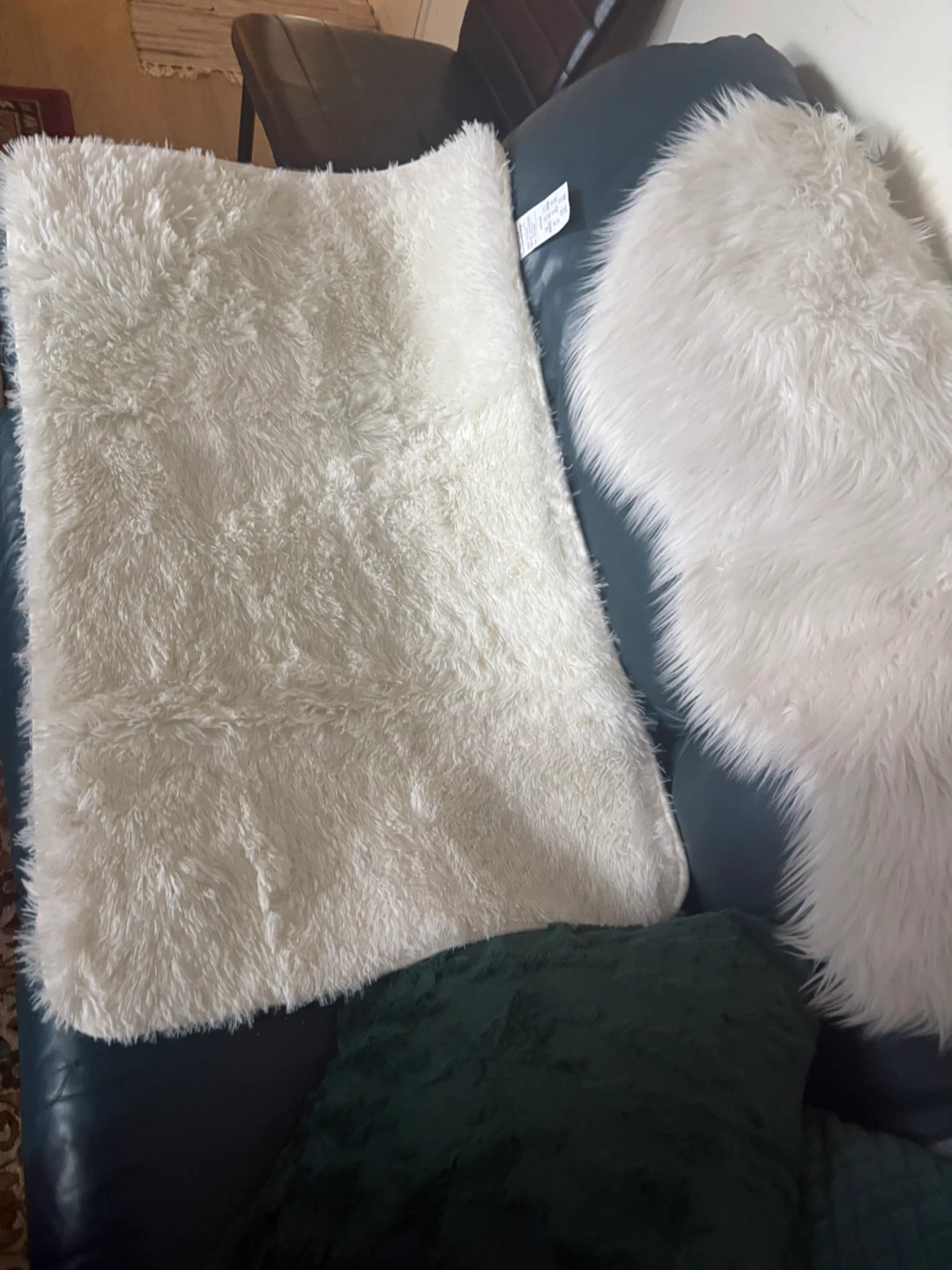 White Faux Fur Throw Pillow Cover - photo 3