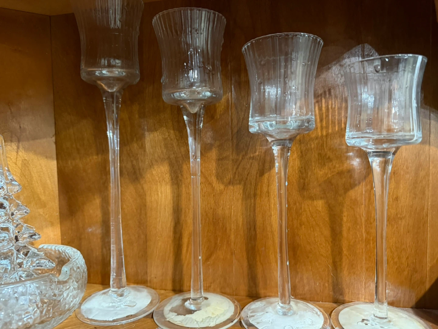 Set of 4 Clear Glass Tall Candlestick Holders - photo 4