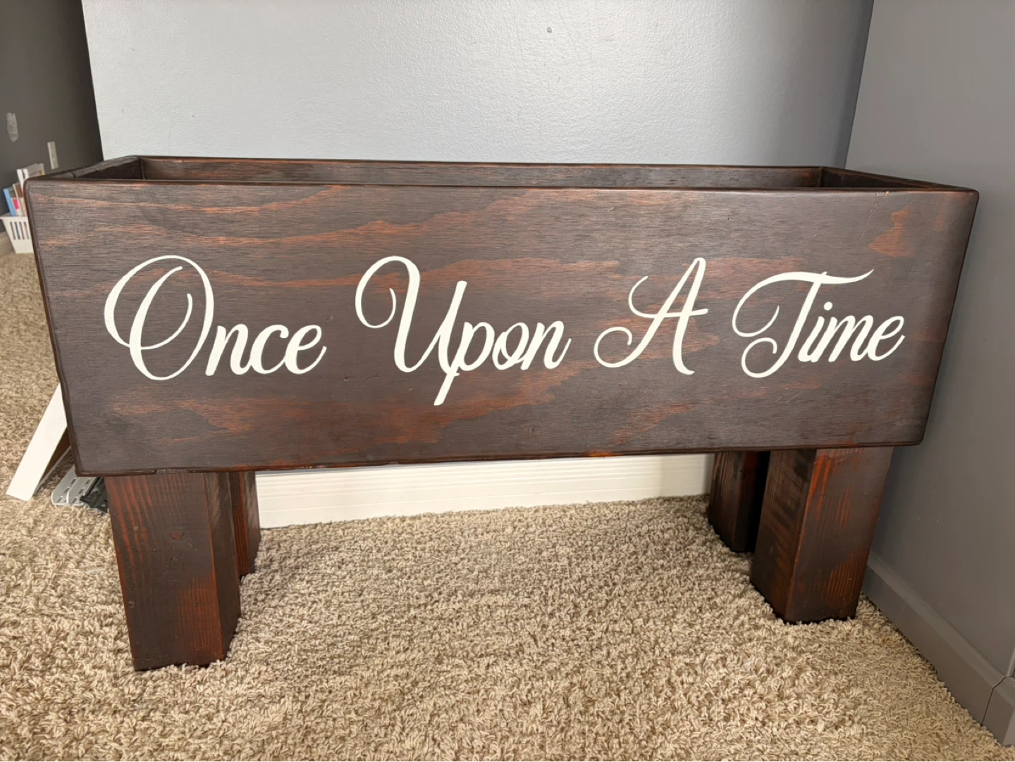 Wooden Storage Box with "Once Upon A Time" Decal