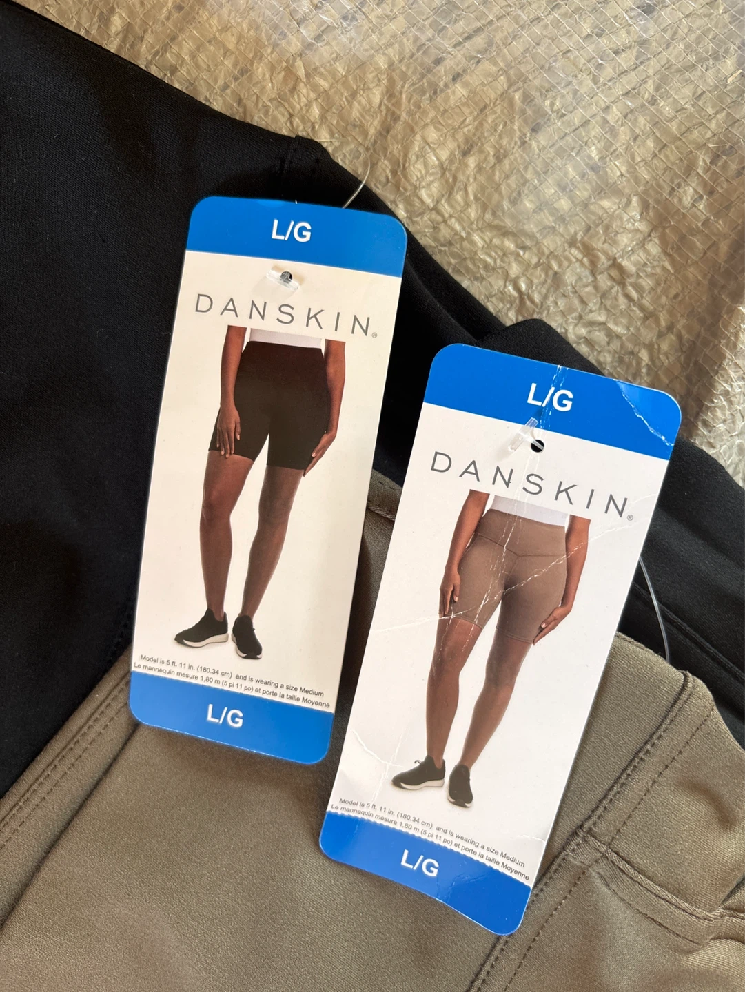2pc Danskin Women's Athletic Shorts - Black & Khaki, Size L - photo 2
