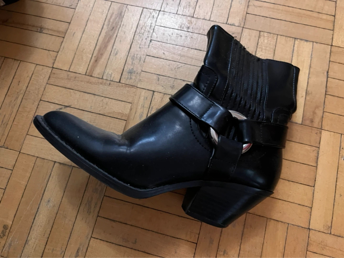 Black Zara Faux Leather Ankle Boots