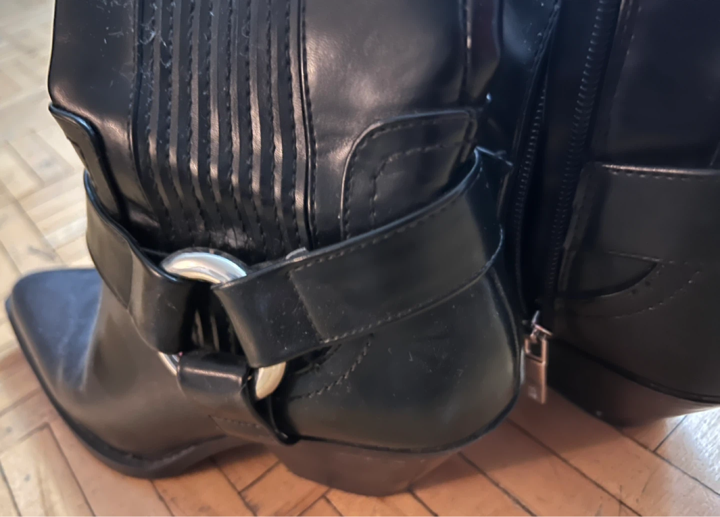 Black Zara Faux Leather Ankle Boots - photo 3