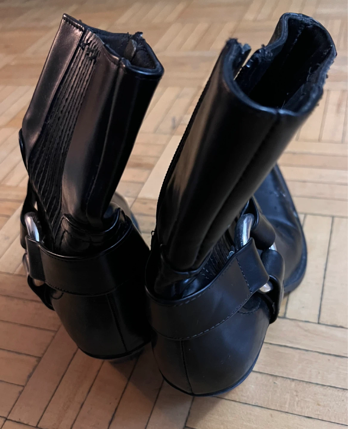 Black Zara Faux Leather Ankle Boots - photo 4