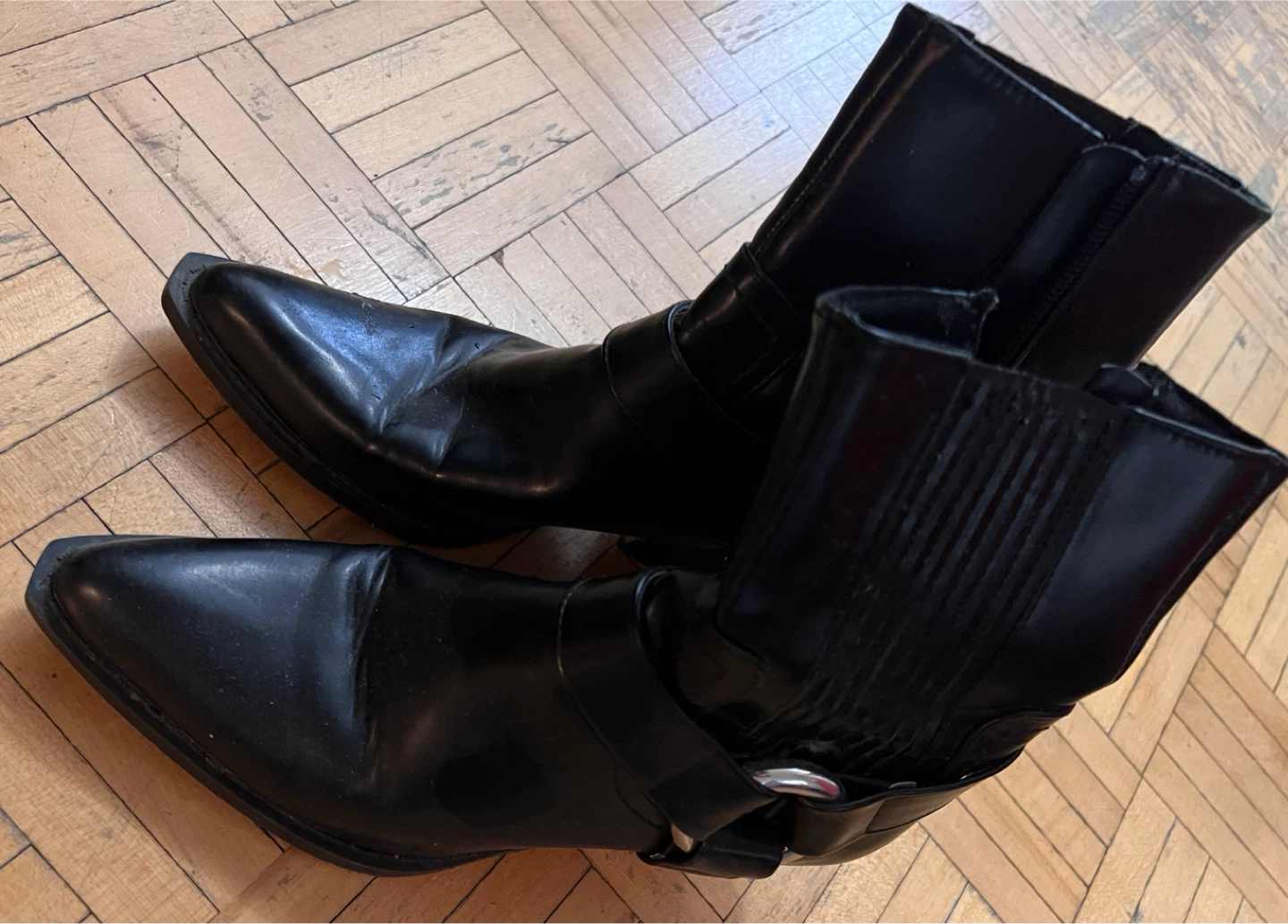 Black Zara Faux Leather Ankle Boots - photo 2