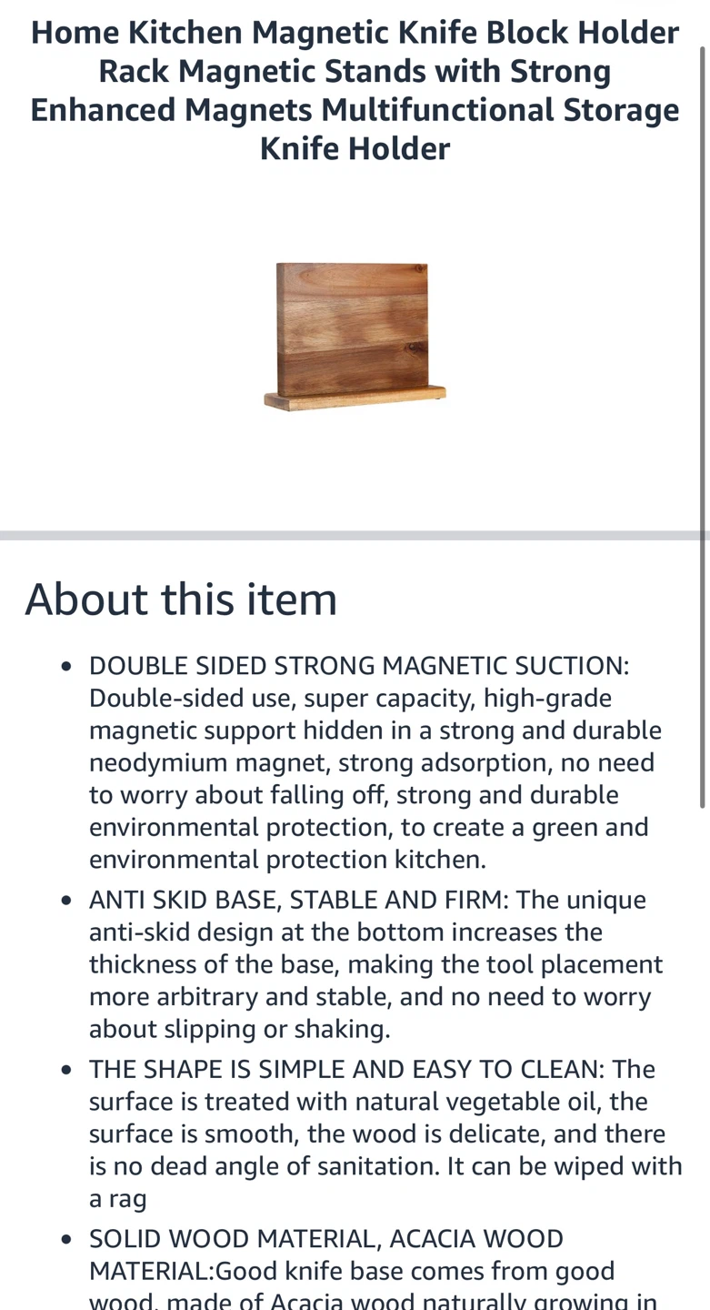 Aomiesen Magnetic Knife Block - Wood