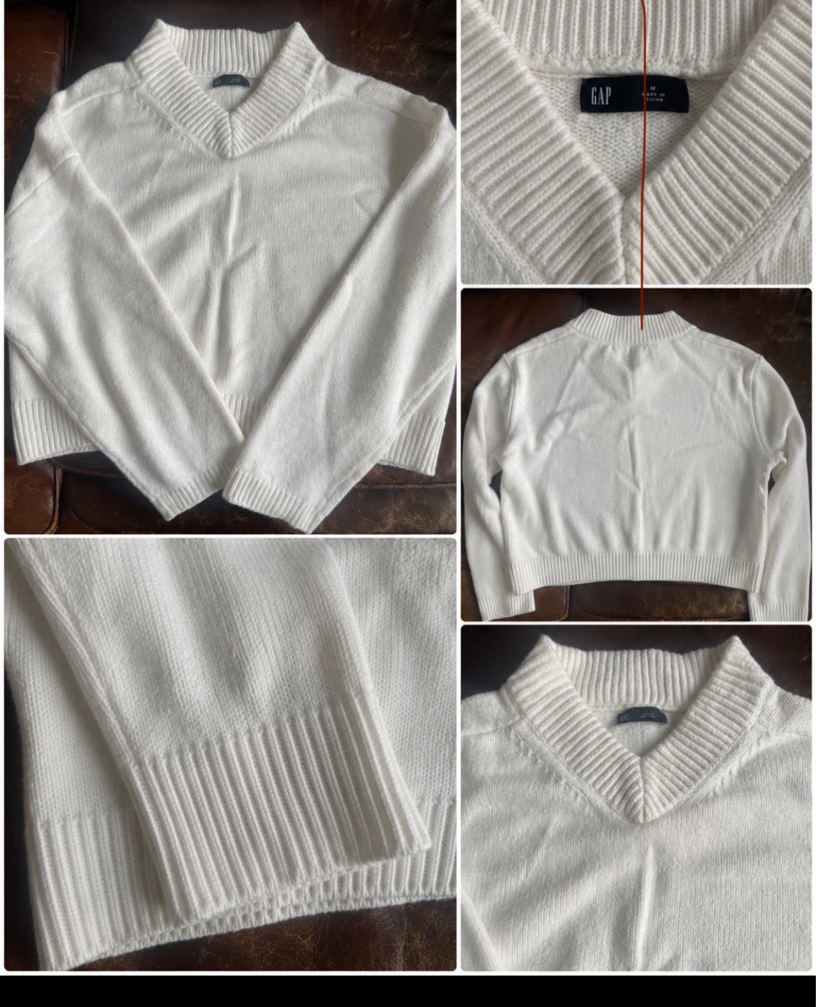 GAP Women's Cream V-Neck Sweater - Size M