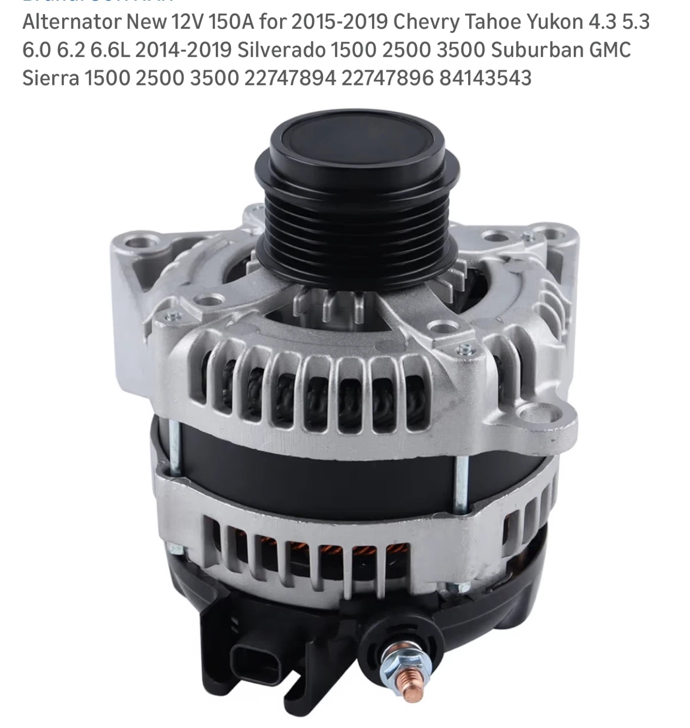 Alternator 12V 150A for Chevy Tahoe Yukon Silverado GMC Sierra