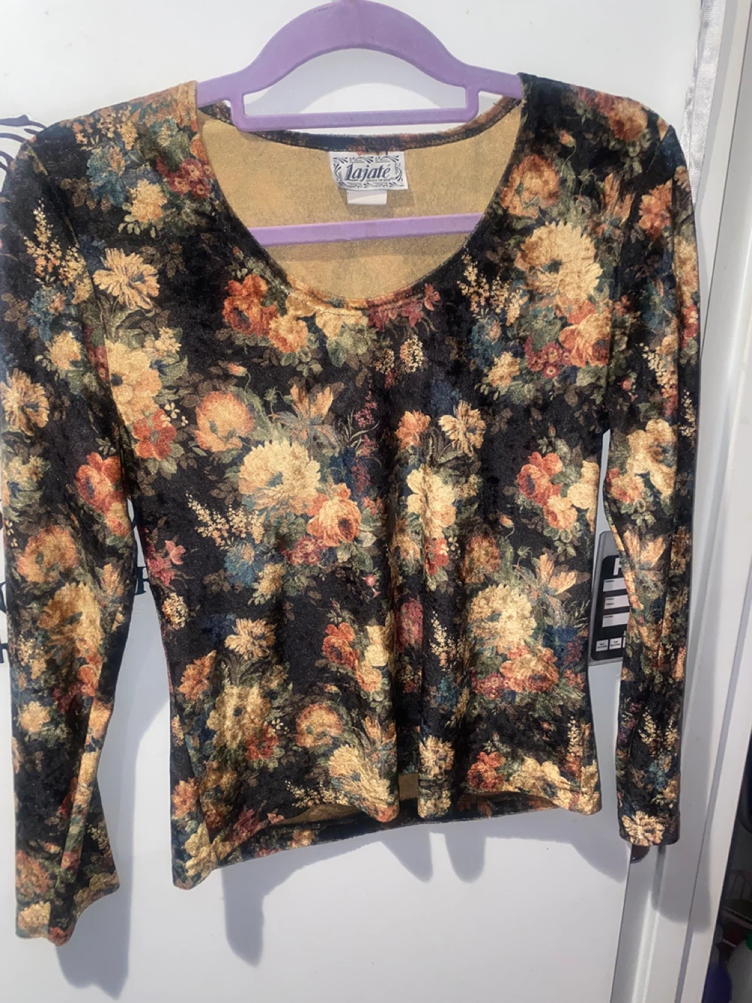 Lajate Velvet Floral Long Sleeve Top - Medium