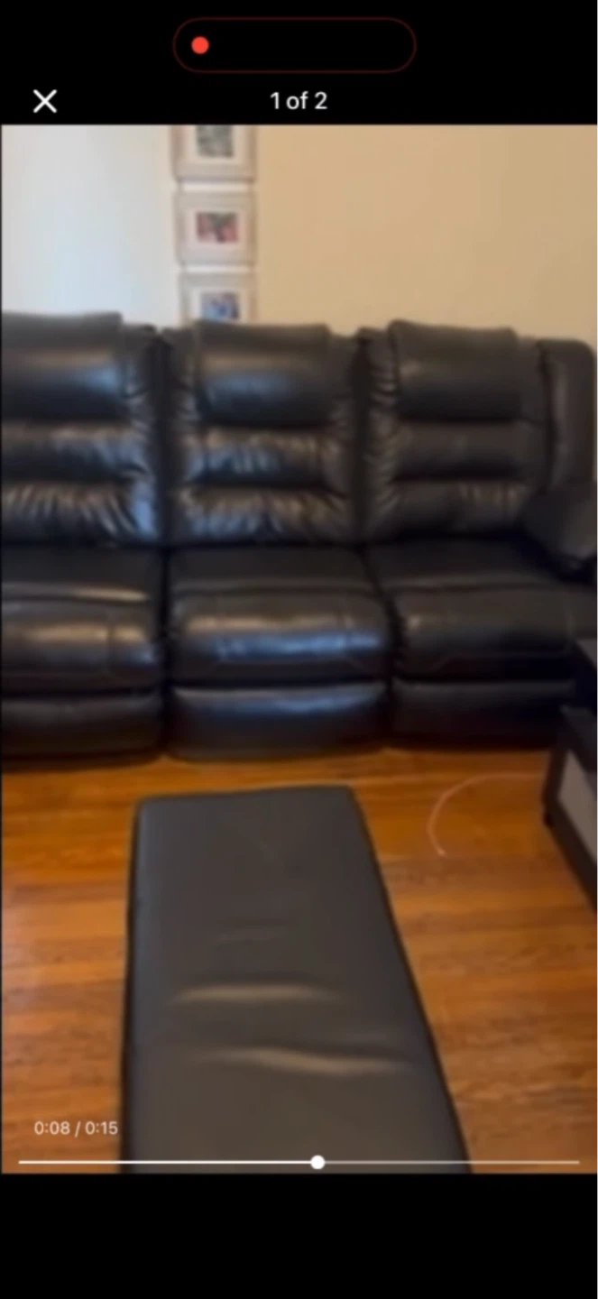 Black Leather Reclining Sofa