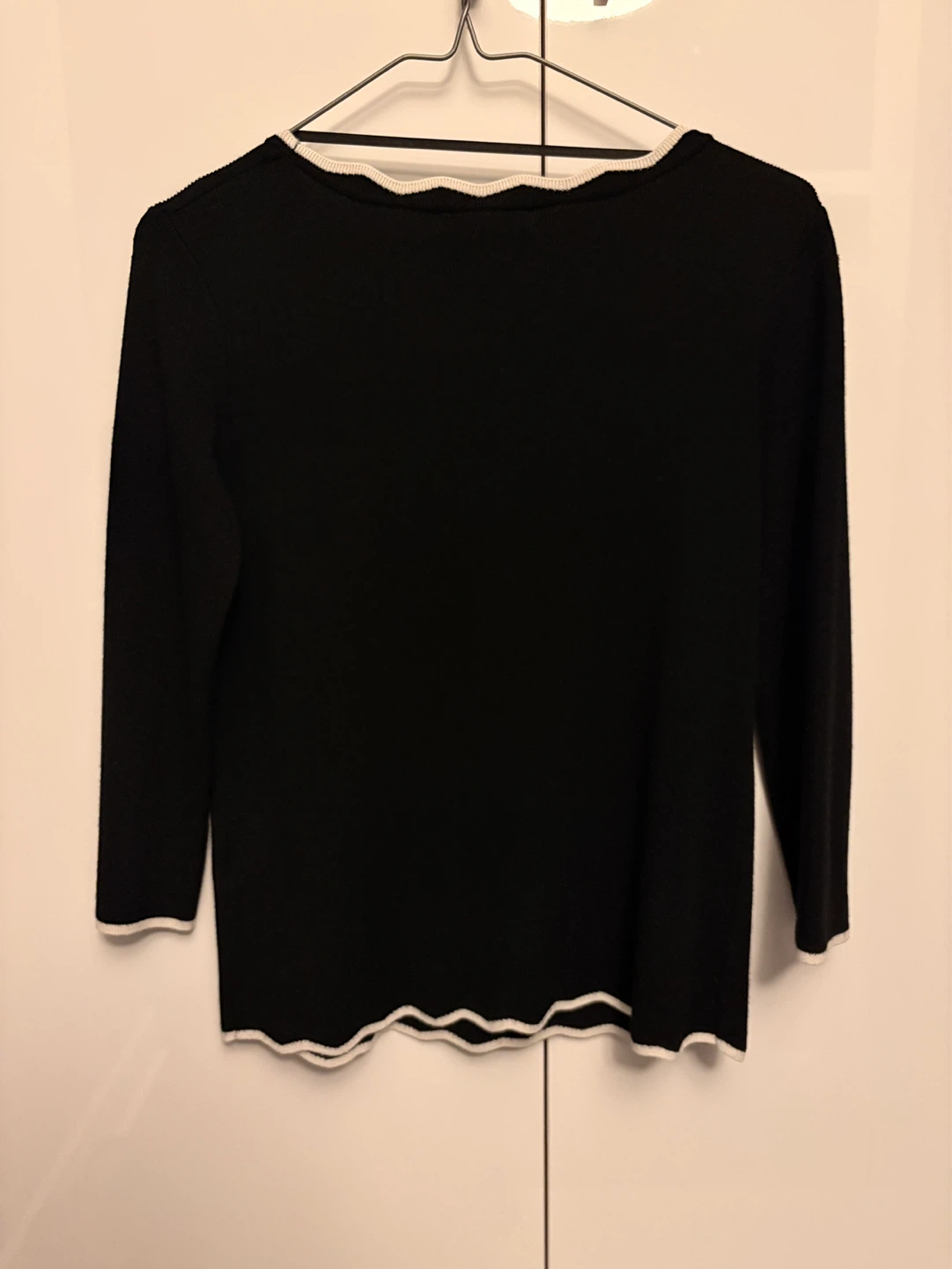 Black Cable & Gauge Sweater with White Trim - photo 3