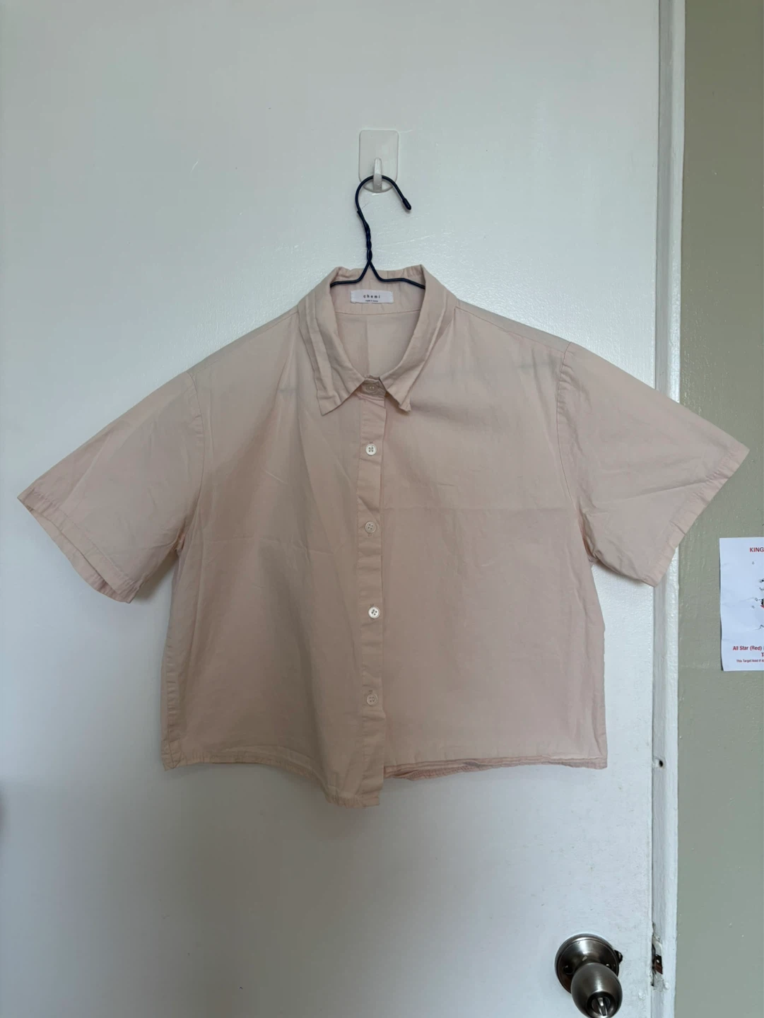 CHEMI Cream Short-Sleeve Button-Up Shirt