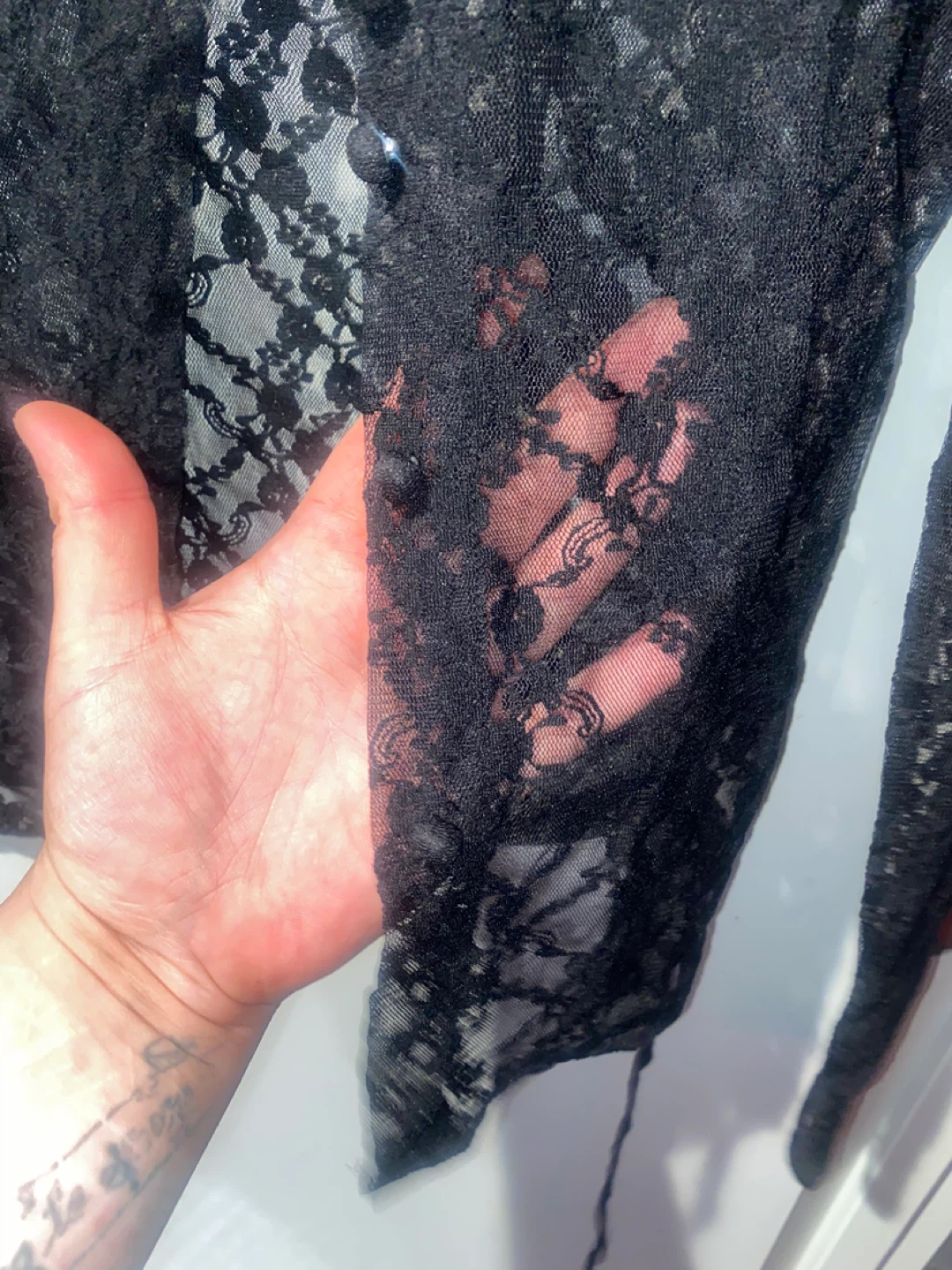 HOLY NO.7 Black Lace Collared Long Sleeve Top - photo 4