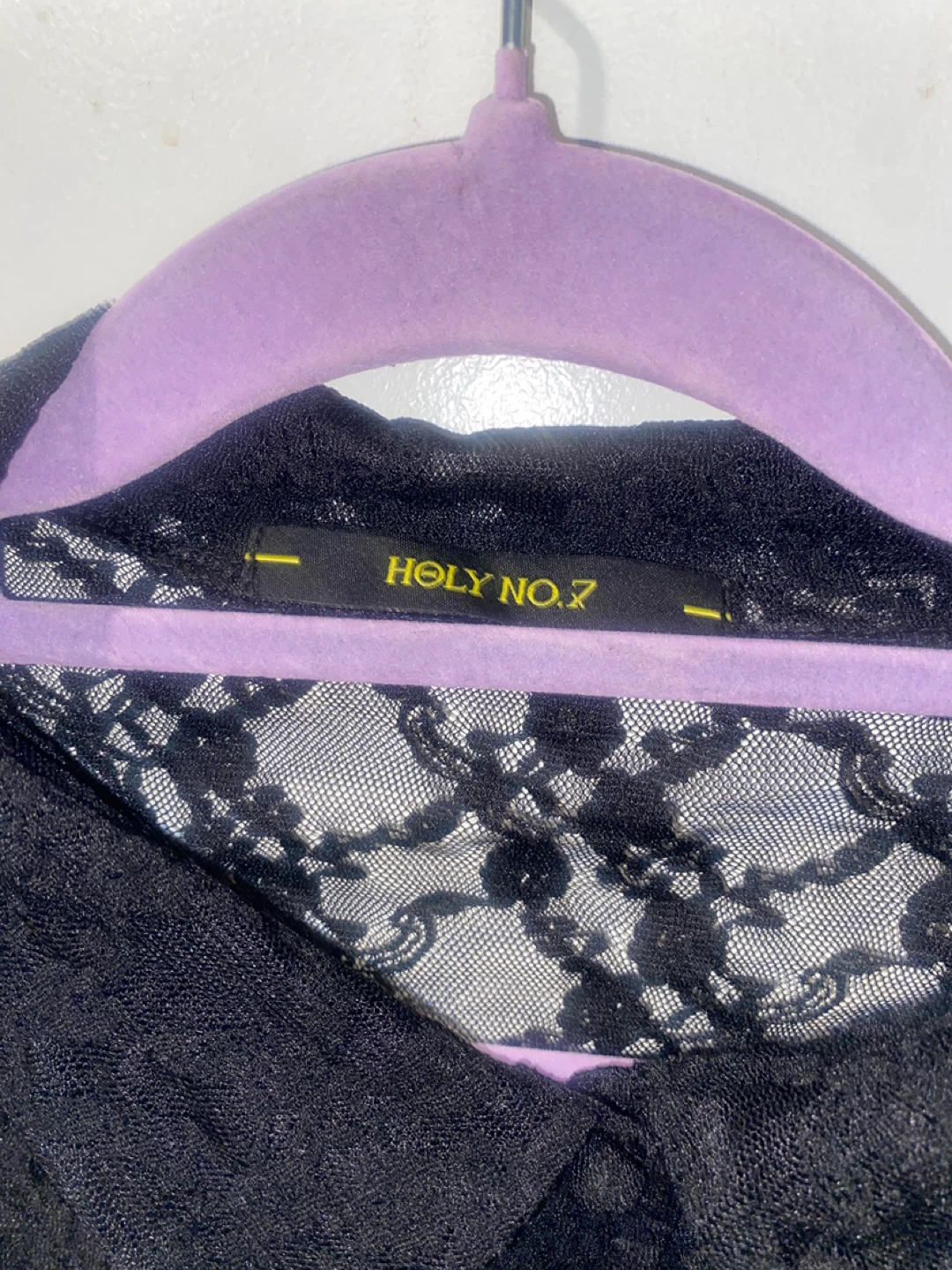 HOLY NO.7 Black Lace Collared Long Sleeve Top - photo 3