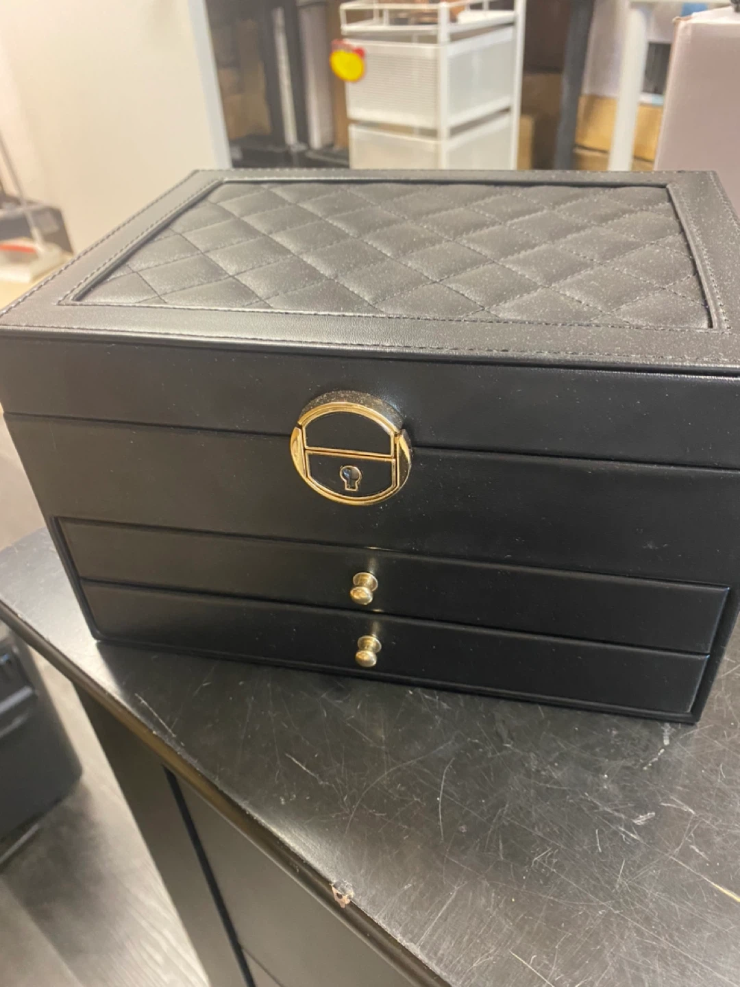 Black Faux Leather Jewellery Box with Multiple Compartments - photo 2