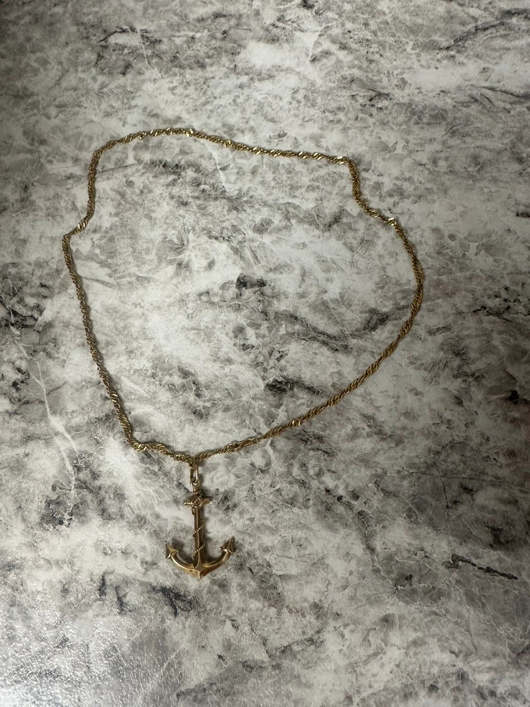 14k Real gold anchor necklace