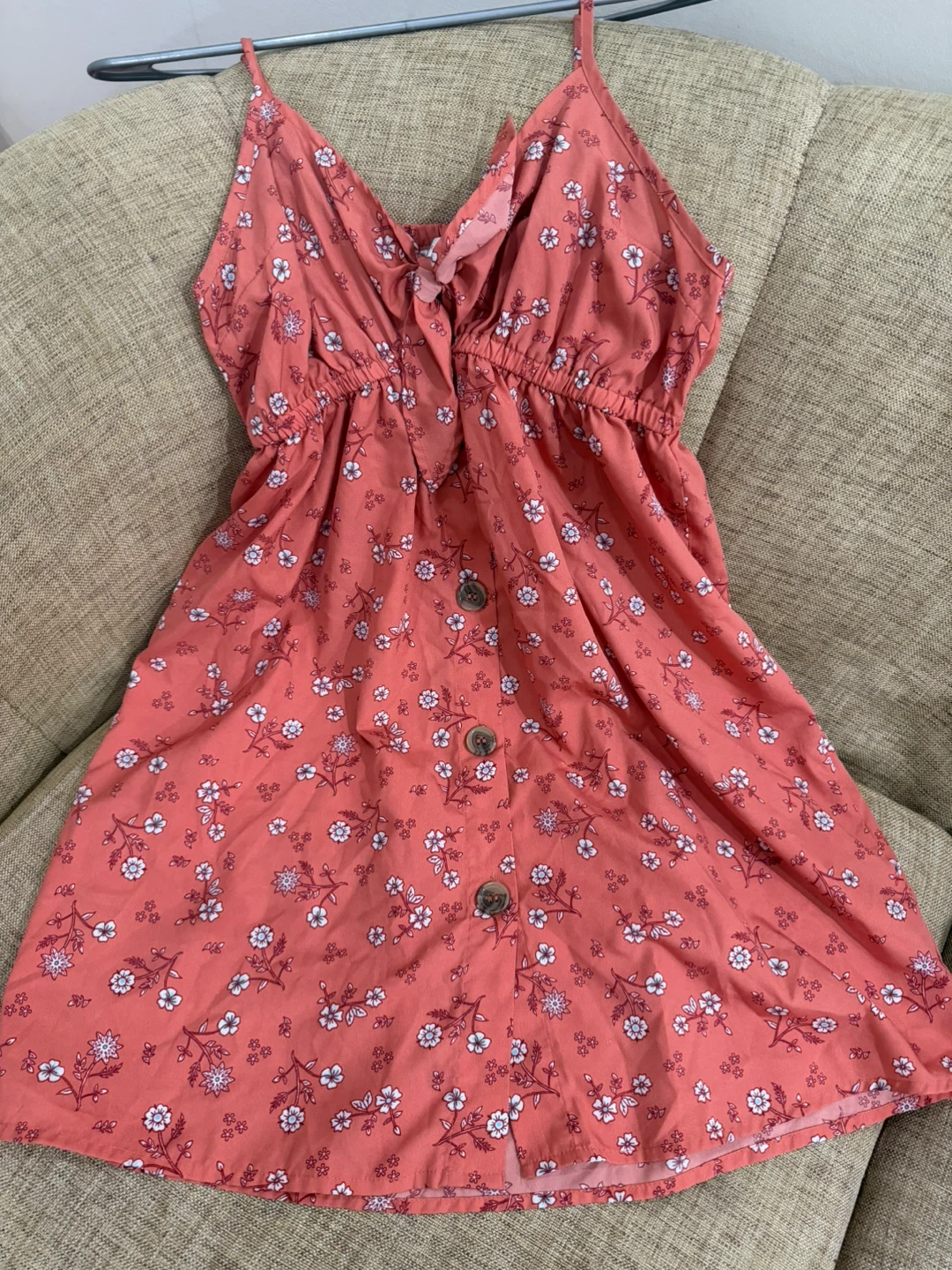 2 Pieces Floral & Striped Button Summer Dresses