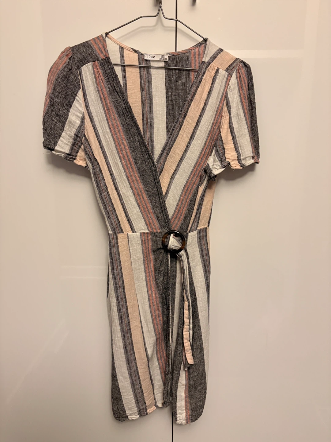 Dex Striped Wrap Dress with Tie