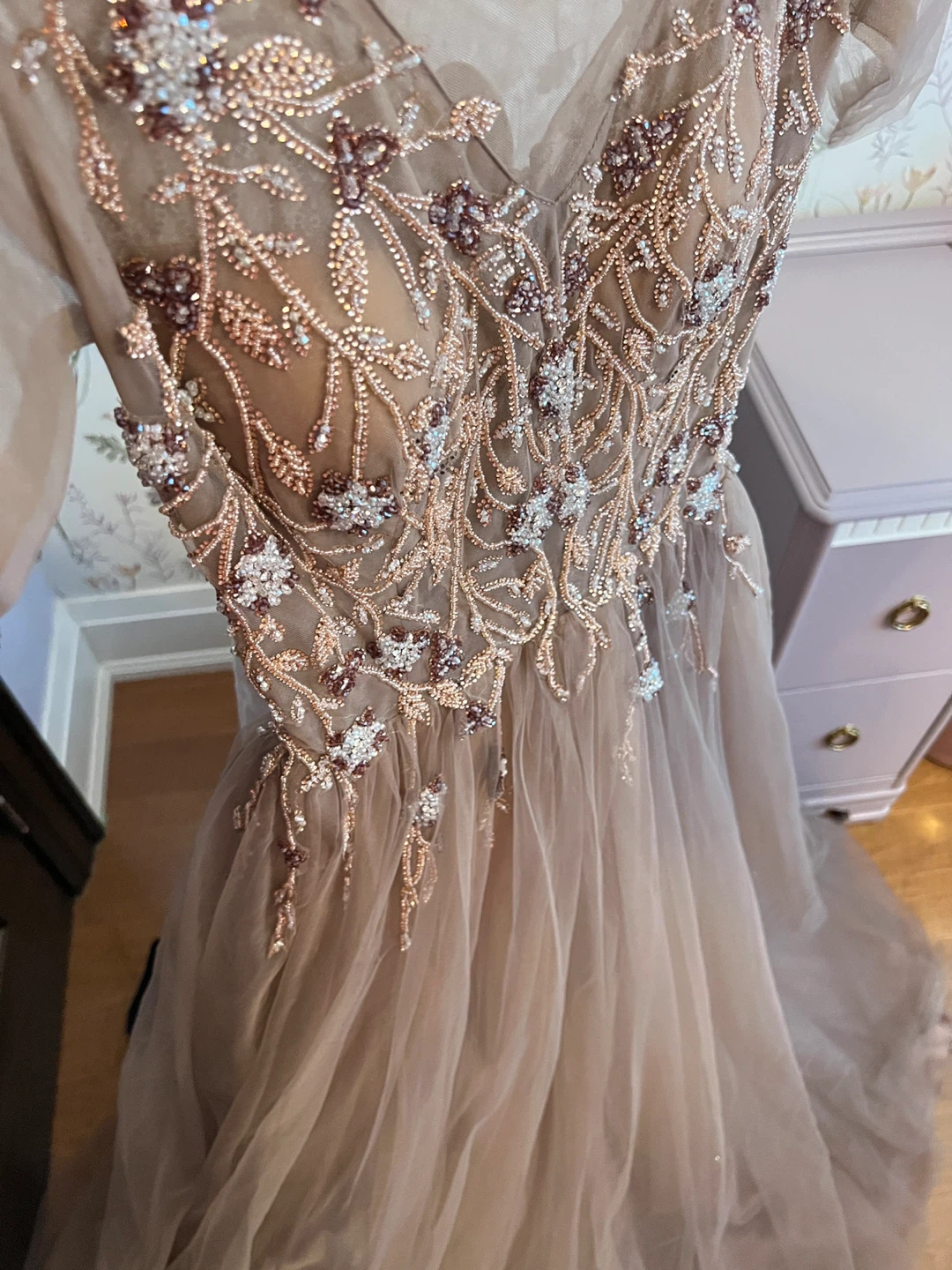Beaded Tulle Prom Dress
