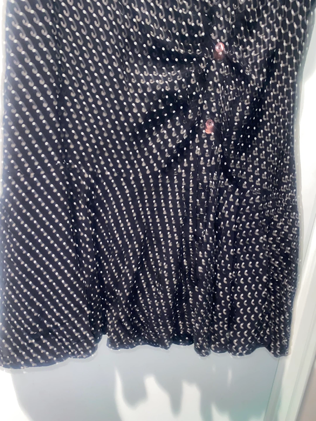 Free People Black Polka Dot Button-Up Dress - Size M - photo 3