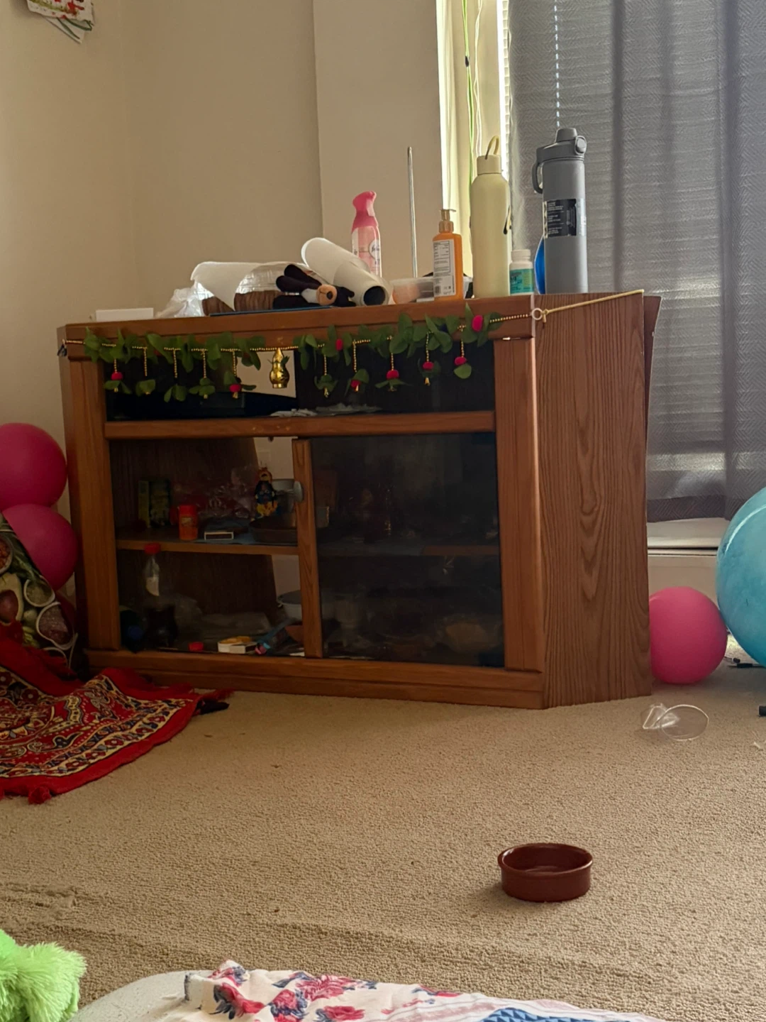 Wooden Display Cabinet with Glass Doors