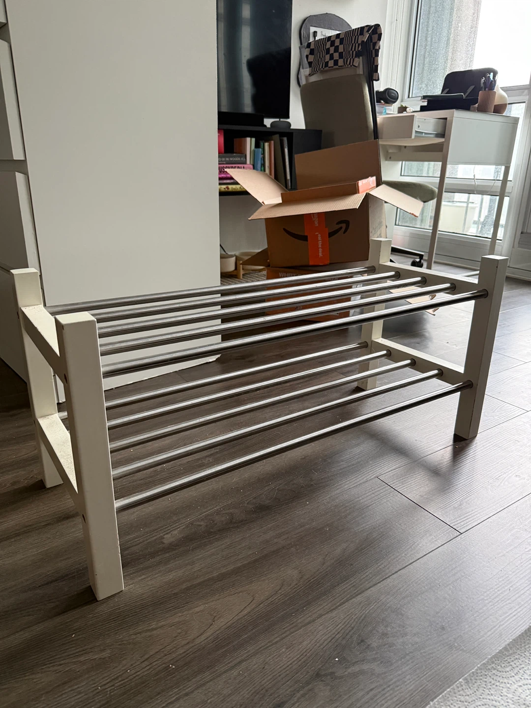 White 2-Tier Shoe Rack - photo 2