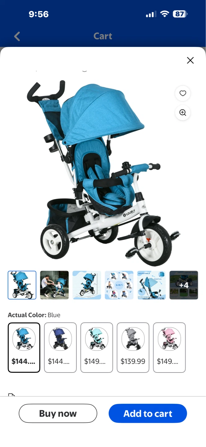 Lovely 6-in-1 Convertible Baby Tricycle - Blue