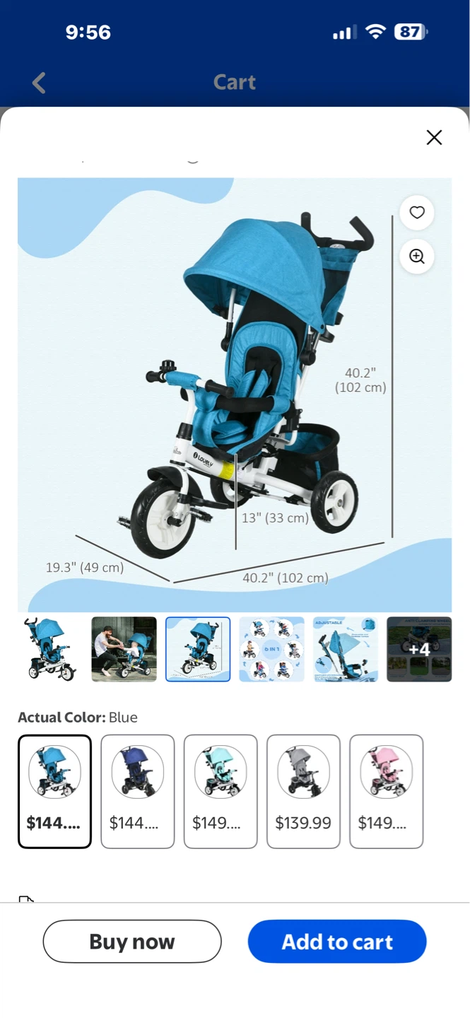 Lovely 6-in-1 Convertible Baby Tricycle - Blue - photo 2