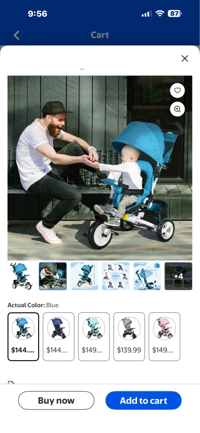 Lovely 6-in-1 Convertible Baby Tricycle - Blue - photo 4