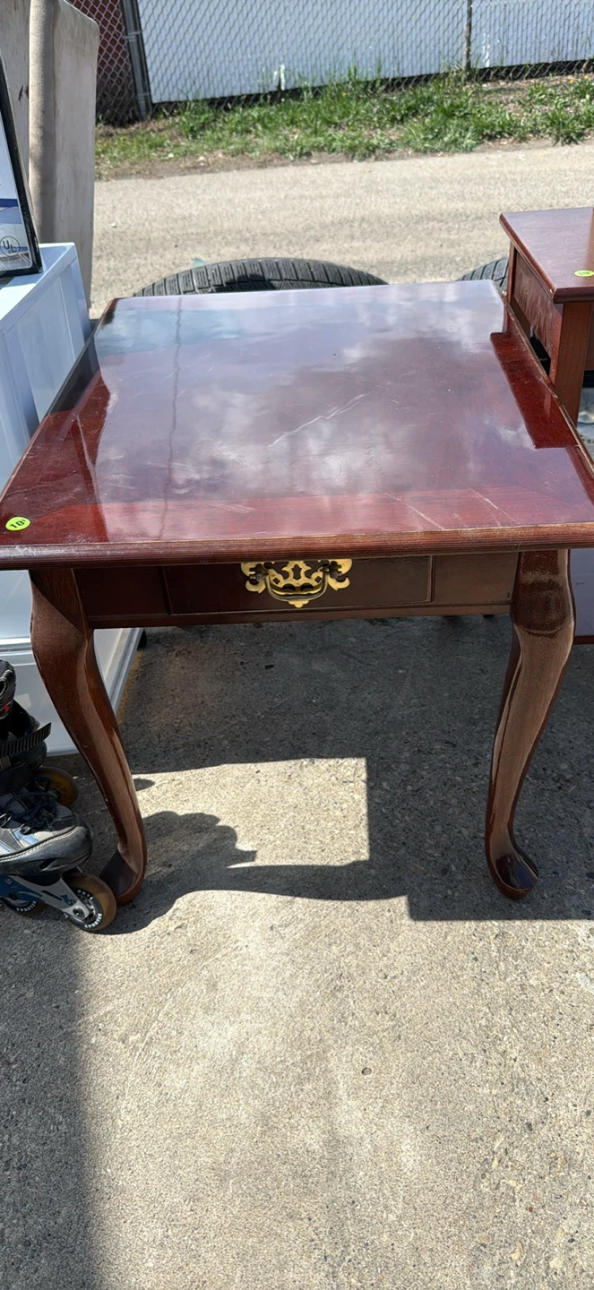 Dark Wood End Table with Drawer