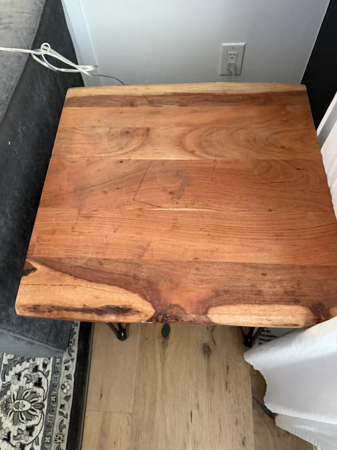 Live Edge Wood End Table with Black Metal Legs - photo 3