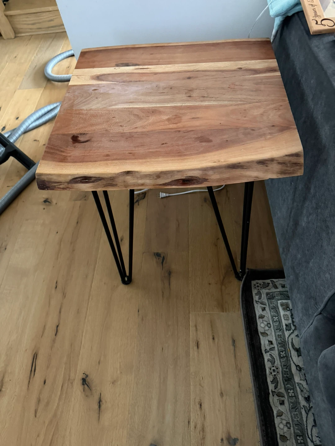 Live Edge Wood End Table with Black Metal Legs - photo 2